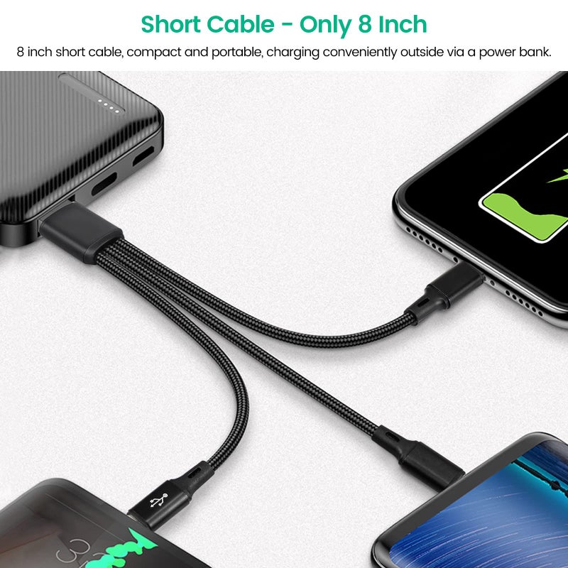 weishan 3-in-1 Charging Cable Replacement for Rode Wireless Go 2 / II Microphone System, 3A USB C Short Charger Cord with 3 Type-C Plugs 8-Inch - Image 5