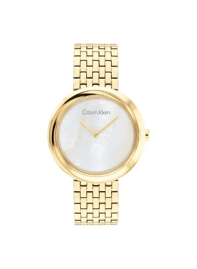 Calvin Klein Analogue Quartz Watch for Women TWISTED BEZEL Collection with Gold Colored Stainless Steel Bracelet - 25200321