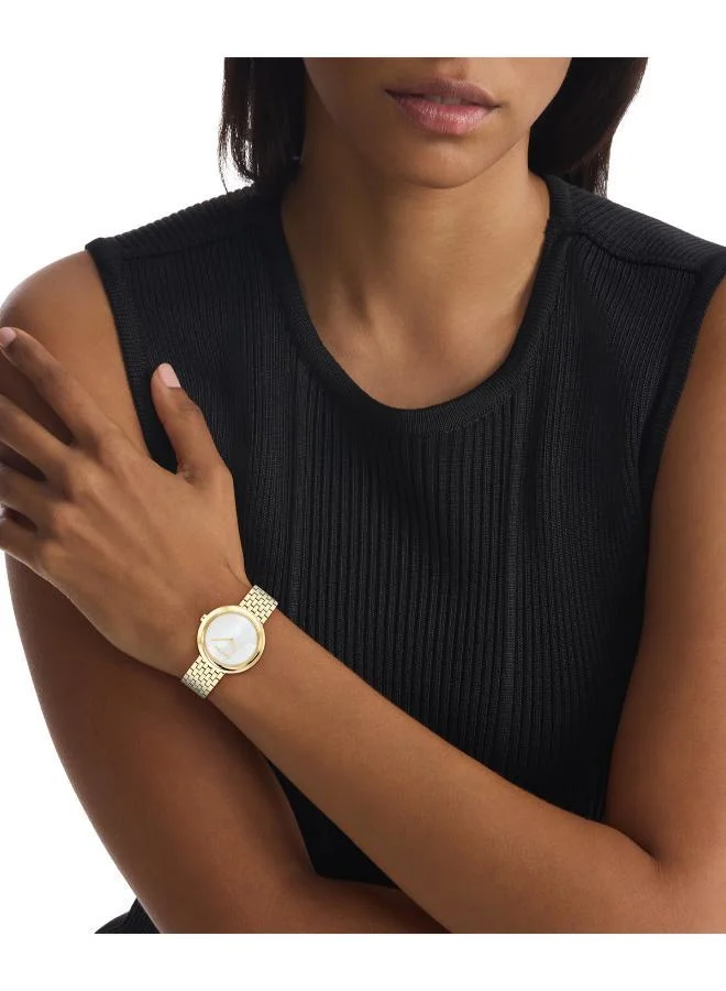 CALVIN KLEIN Calvin Klein Analogue Quartz Watch for Women TWISTED BEZEL Collection with Gold Colored Stainless Steel Bracelet - 25200321