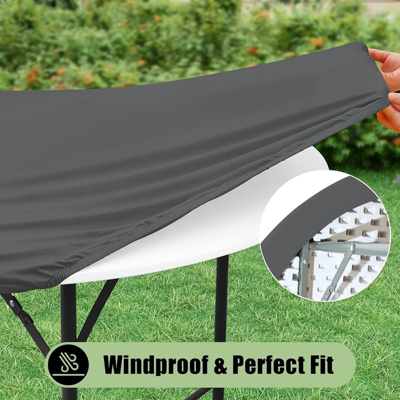 misaya 2 Packs Round Spandex Tablecloths, Stretch Elastic Tablecloth Cover Fits for 18"-24" Round Tables, Washable Polyester Table Cloth for Dining, Party, Outdoor and Indoor, Grey - Image 4