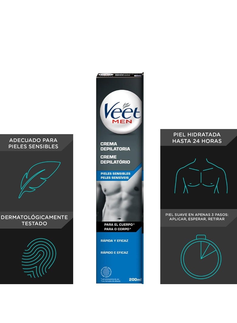 كريم فيت لإزالة الشعر للرجال للظهر والذراعين والساقين، للبشرة الحساسة، 200 مل - Image 2