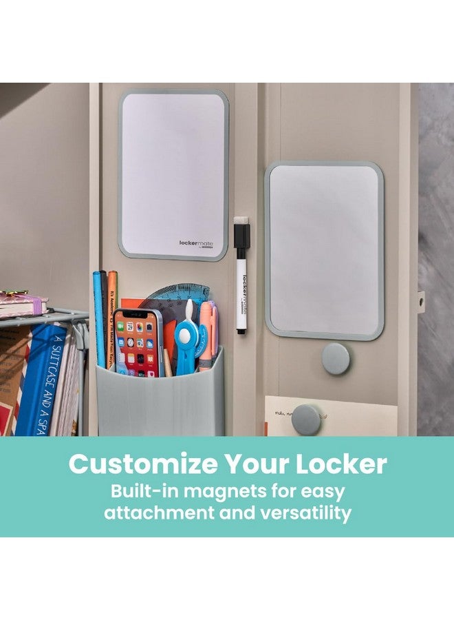 LockerMate LockerMate by Bostitch 7-Piece Locker Organizer Kit, Includes Locker Shelf, Mirror, Whiteboard, Storage Cup & Dry Erase Marker - Gray  - Image 4