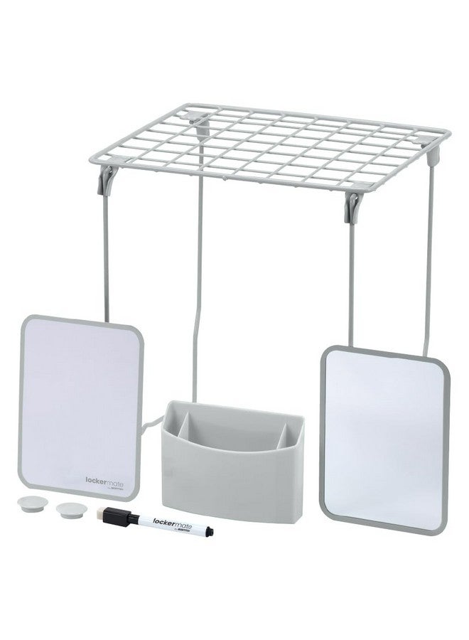 LockerMate LockerMate by Bostitch 7-Piece Locker Organizer Kit, Includes Locker Shelf, Mirror, Whiteboard, Storage Cup & Dry Erase Marker - Gray  - Image 1