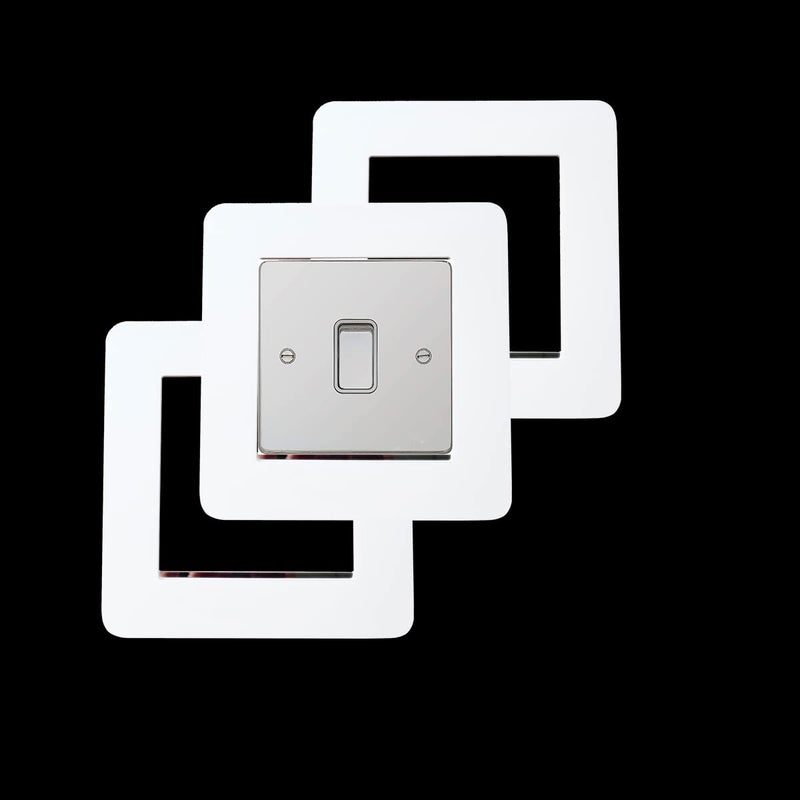 3 Count Acrylic Single Luxury Simple Modern Light Switch Surround Socket Switch Sticker Cover Solid Color  White