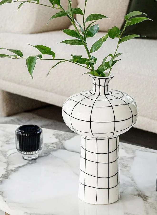 KNOT HOME Iris Arneson Grid Elegance Vase Knot Home Designer Accessory for Bedroom Living Dining Room Office Area Décor