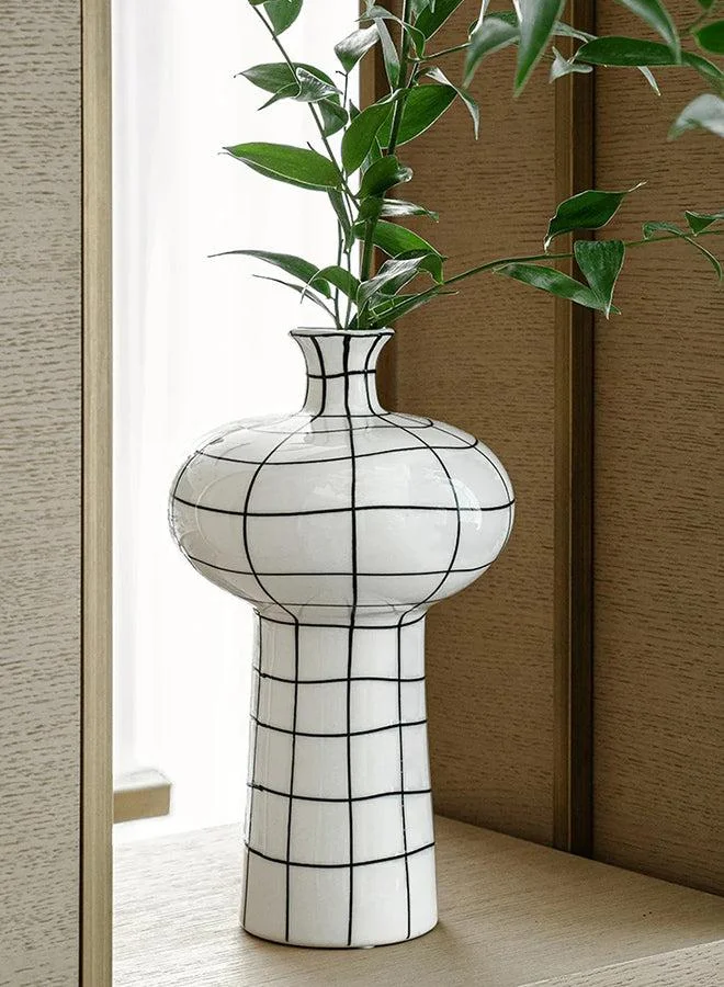 KNOT HOME Iris Arneson Grid Elegance Vase Knot Home Designer Accessory for Bedroom Living Dining Room Office Area Décor