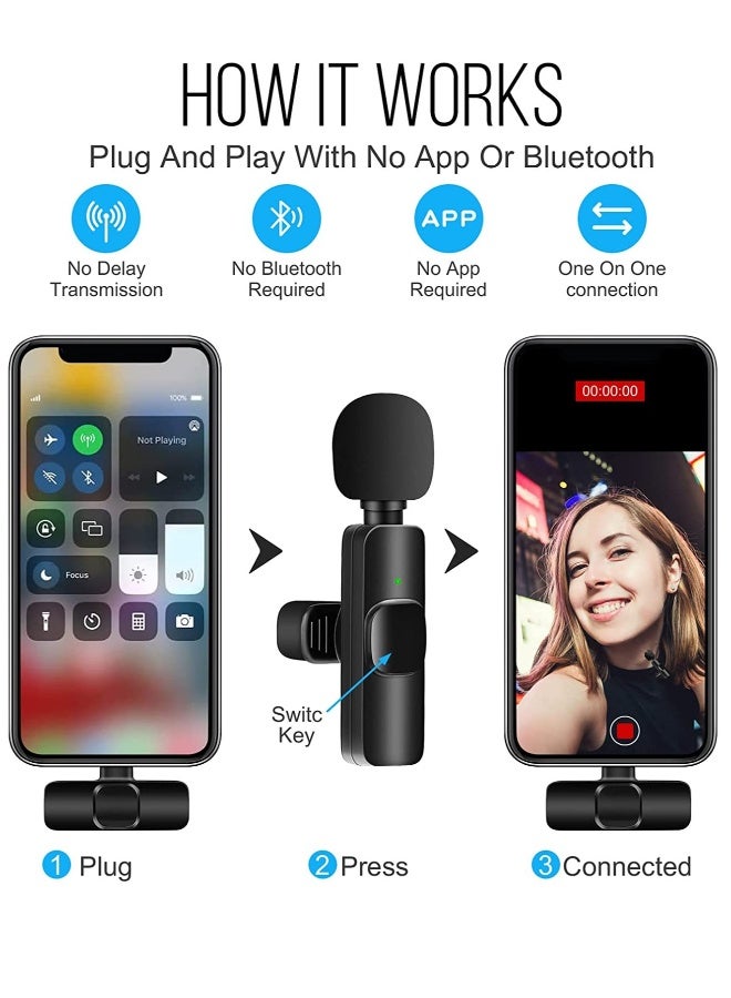 DUSALA Wireless Lavalier Microphone for iPhone Plug-Play Youtubers Facebook Live Stream Vloggers Interview Video Recording Noise Reduction Auto-syncs Clip-on Lapel Mic - Image 5