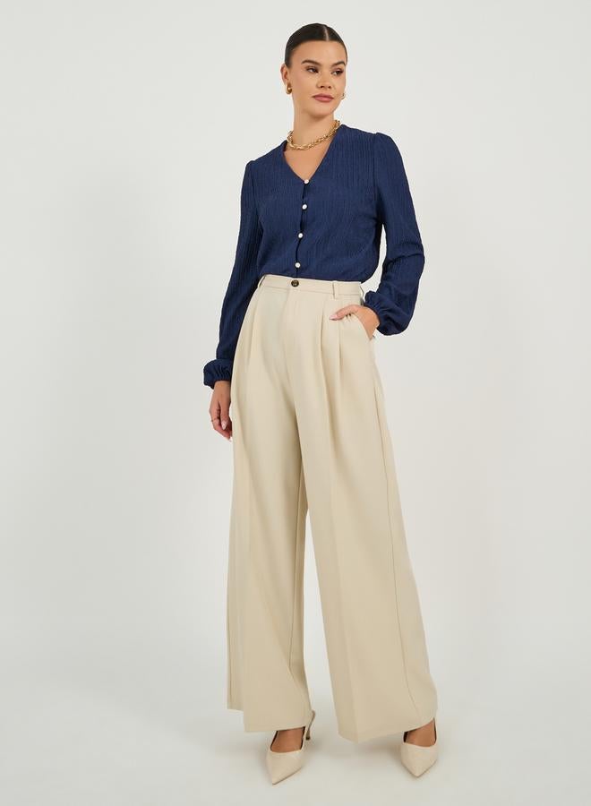 ستايلي بلوزة بأكمام بالون وياقة على شكل حرف - Image 3