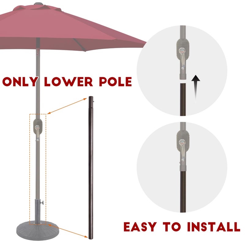 Blissun 43" Umbrella Replacement Lower Pole, Patio Umbrella Bottom Pole with Bullet Buckle, Only Compatible Umbrellas - Image 5