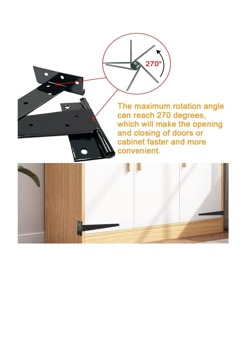 KASTWAVE T Hinges, 2 Pcs 300mm Black Metal T Hinges, Shed Hinges, Heavy Duty Rustproof Garden Gate Hinges Fitting, with 14 Screws, Ideal for Gate Doors, Shed Doors and Barn Doors, 12 Inch - Image 4
