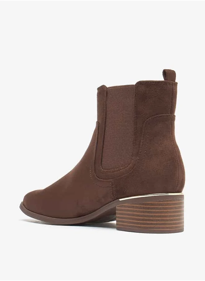 فلورا بيلا من شو إكسبرس Women Textured Slip-On Ankle Boots with Block Heels