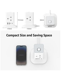 Excefore Cube Extension Lead with USB Slots, 4 Way Multi Plug Extension Socket with 2 USB C and 2 USB A, 13A 3250W Power Strip with Switch 1.5M Extension Cords for Desk Home Office Travel  - Image 5