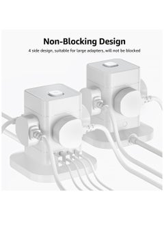 Excefore Cube Extension Lead with USB Slots, 4 Way Multi Plug Extension Socket with 2 USB C and 2 USB A, 13A 3250W Power Strip with Switch 1.5M Extension Cords for Desk Home Office Travel  - Image 2