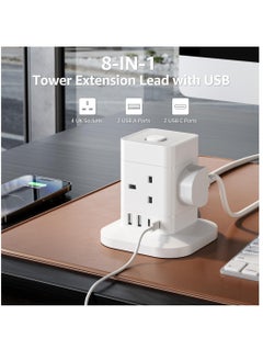 Excefore Cube Extension Lead with USB Slots, 4 Way Multi Plug Extension Socket with 2 USB C and 2 USB A, 13A 3250W Power Strip with Switch 1.5M Extension Cords for Desk Home Office Travel  - Image 3
