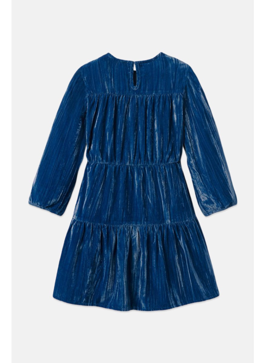 Tchibo Kids Girls Velvet Dress, Navy  - Image 3