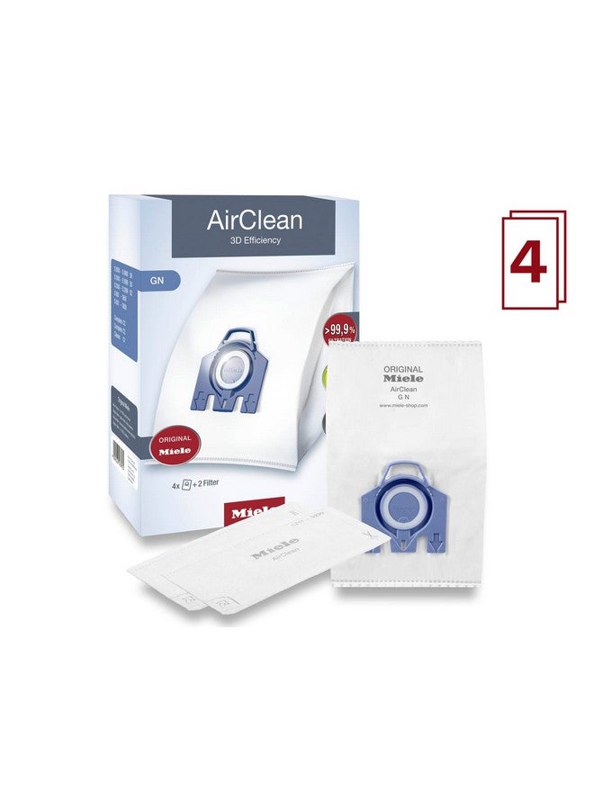 Miele Miele 10123210 AirClean 3D Efficiency Dust Bag, Type GN, 4 Bags & 2 Filters, White  - Image 3