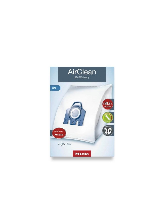 Miele Miele 10123210 AirClean 3D Efficiency Dust Bag, Type GN, 4 Bags & 2 Filters, White  - Image 1