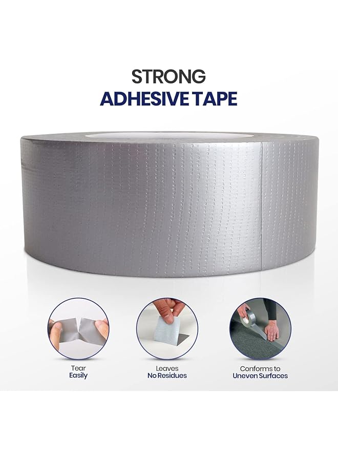 مارك 4 لفات شريط لاصق 2 بوصة × 15 ياردة شريط لاصق قوي فضي للتغليف في المطبخ والمنزل والمكتب والاستخدام الداخلي والخارجي - Image 3