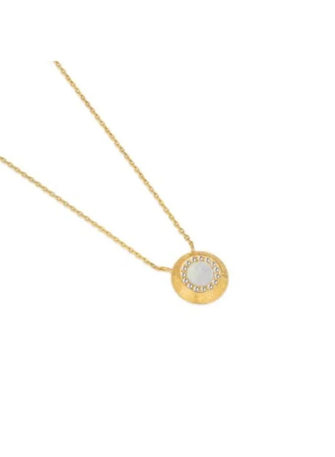 Guy Laroche Victoria Gold Plated White Mother-of-pearl and Crystals Necklace for Women 500mm