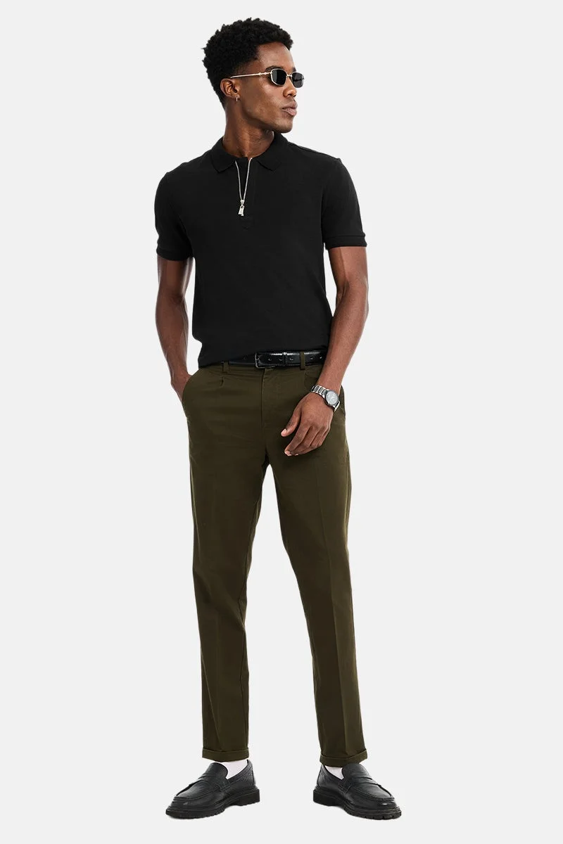 سنيتش Black Textured Half Sleeve Regular Fit Casual T-Shirt