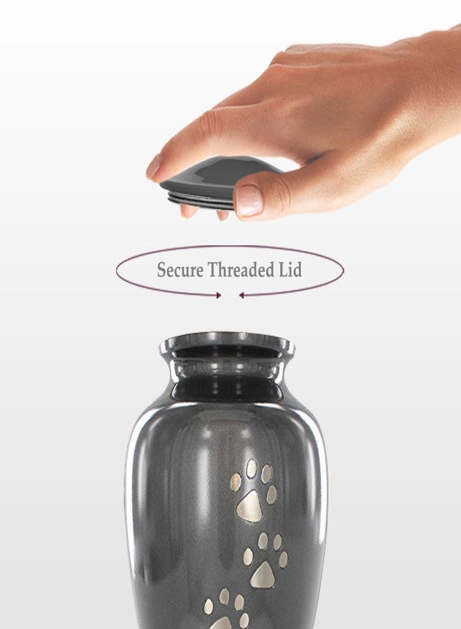 Trupoint Memorials Small Pet Urn for Dogs and Cats Ashes, Paws Print Grey Cremation Urns for Pets up to 17 lbs - Image 4