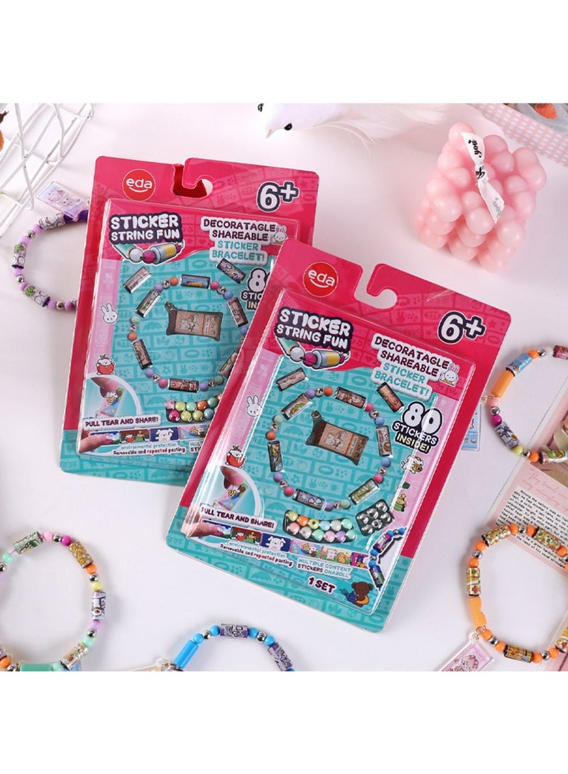 Eda Wearable & Shareable Sticker Bracelet, Creative Sticky Rolls Bracelet Making Kit for Kids–160 Reusable Stickers,DIY Surprise Sticker Roll Craft for Girls&Boys ,Ideal Classroom&Party Gift Activity - Image 1
