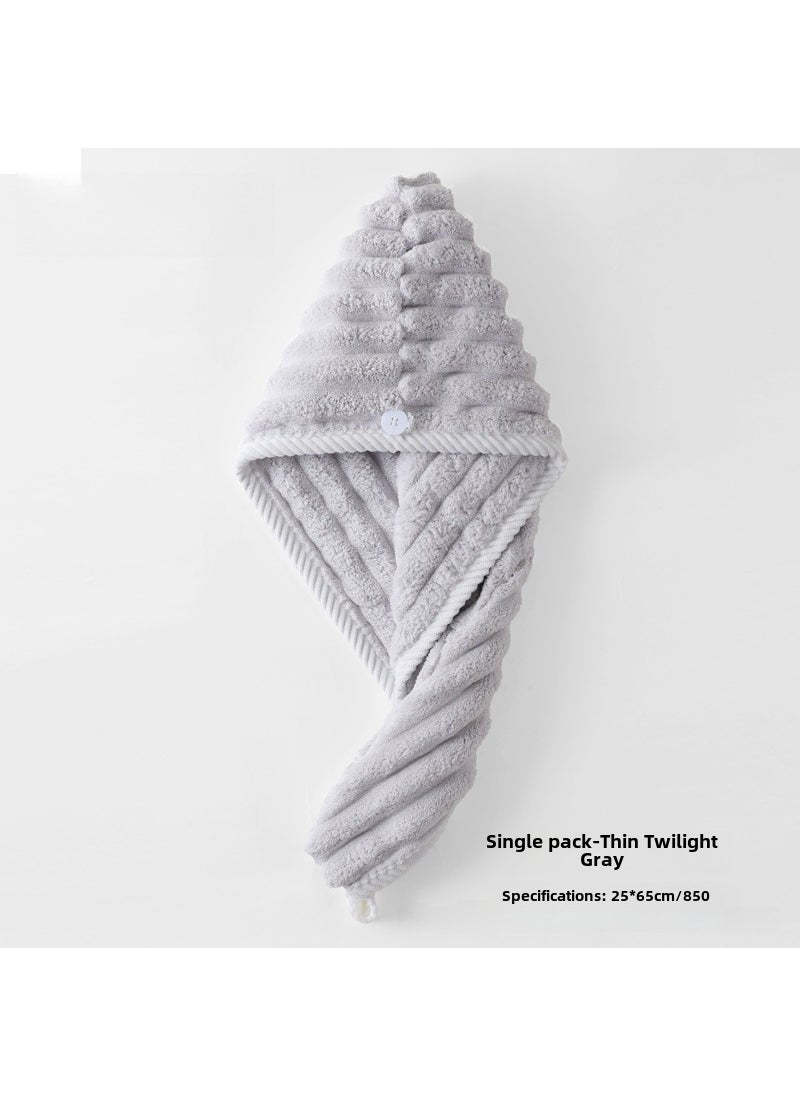 Generic Thick Coral Fleece Hair Drying Cap for Women Mist Gray 