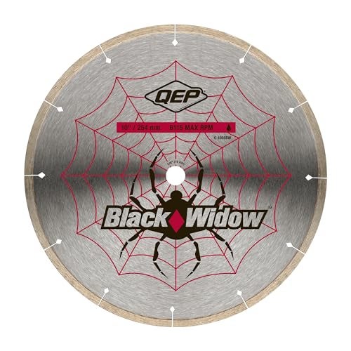 QEP 10" Black Widow Premium-Grade, Thin Rim Diamond Blade for Wet Cutting of Porcelain, Ceramic, Granite and Marble Tile - Image 1