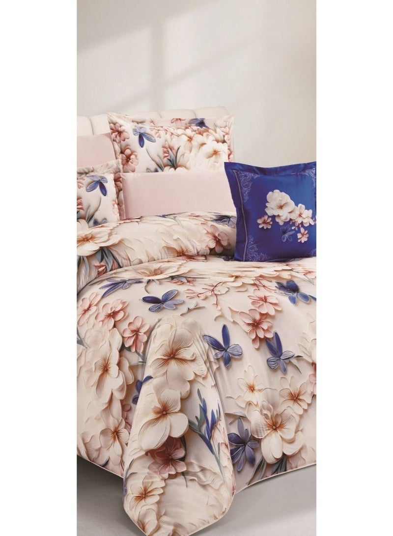 Hourse Double bed sheet set with a 3D floral summer design, offering comfort and the beauty of nature. Includes: 1 duvet (240*260cm), 1 fitted sheet (200*200+30cm), 4 pillowcases (50*75cm), and 2 cushions (45*45cm). - Image 3