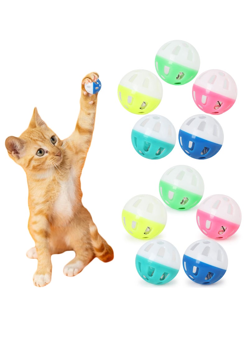10PCS Pet Toy Balls Plastic Cat Colorful Double Color Ball Plastic Dog Toys Bell Ball Assorted Color - Image 1