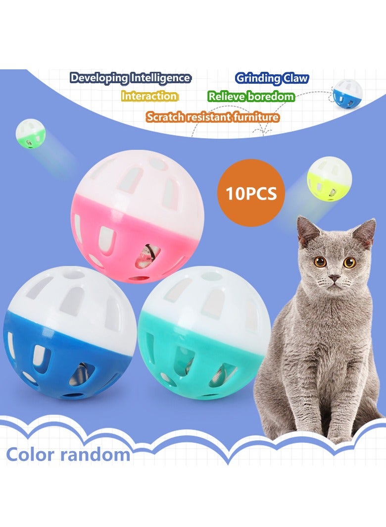 10PCS Pet Toy Balls Plastic Cat Colorful Double Color Ball Plastic Dog Toys Bell Ball Assorted Color - Image 2