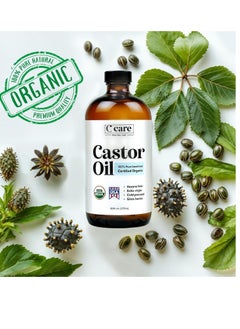 Castor Oil Organic Cold Pressed Unrefined Glass Bottle USDA Certified 100% Pure Organic Castor Oil Hexane Free Extra Virgin for Hair Growth Eyebrows Eyelashes Skin Use with Castor Oil Pack Wrap - pzsku/Z6BDC23300645F91135E3Z/45/_/1732187976/4a992ce4-aa2f-4785-b583-f838ddbf0c8d