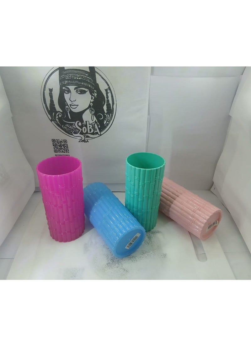 A shop cup for water and juices from Al-Qaed - long and ribbed - multi-colored - one piece