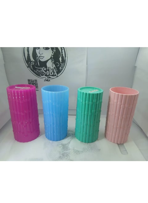 A shop cup for water and juices from Al-Qaed - long and ribbed - multi-colored - one piece