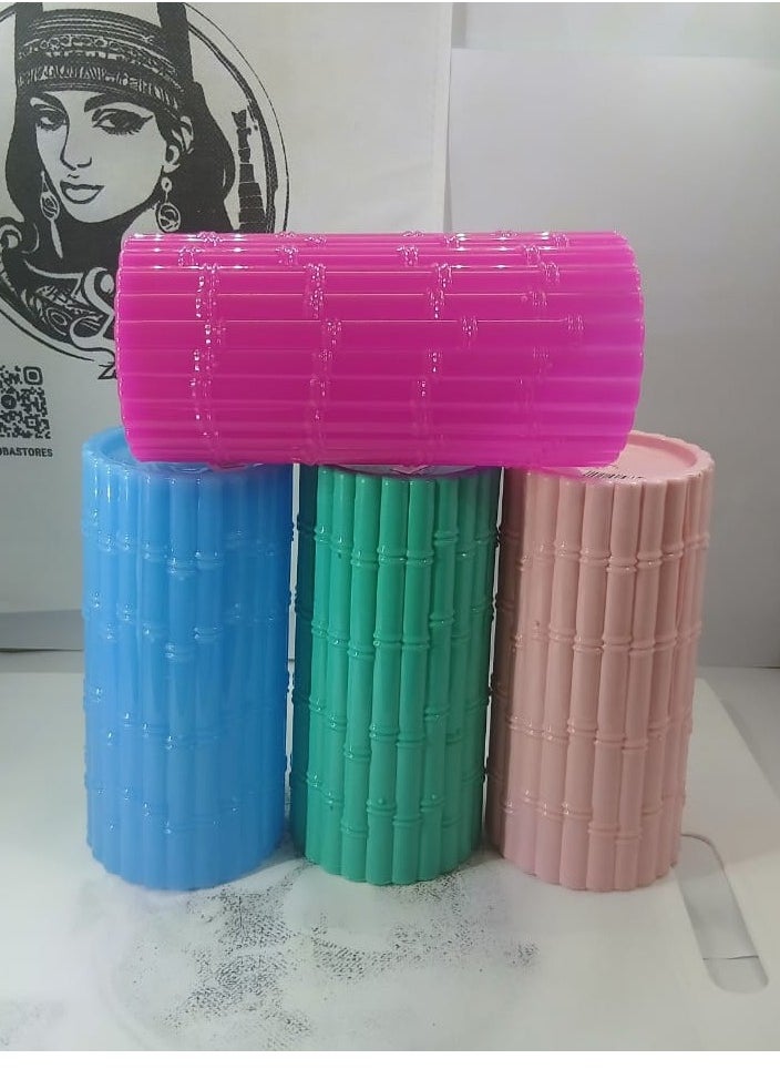 A shop cup for water and juices from Al-Qaed - long and ribbed - multi-colored - one piece