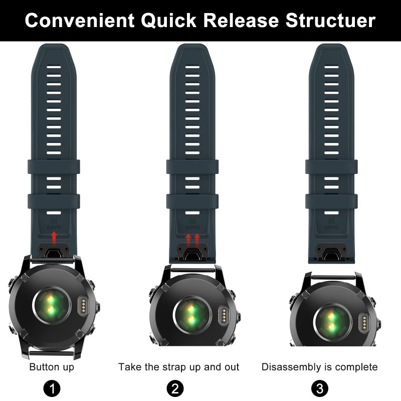 OVERSTEP حزام ساعة OVERSTEP متوافق مع ساعة Fenix 7، عرض 22 مم حزام ساعة سيليكون ناعم لساعة Garmin Fenix 5/Fenix 5 Plus/Fenix 6/Fenix 6 Pro (أزرق بحري) - Image 5