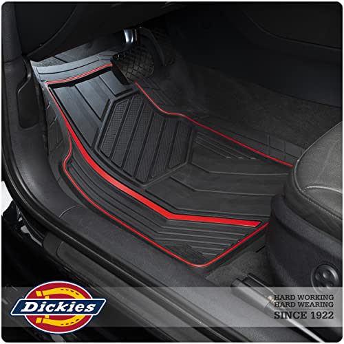 Dickies 3-Piece DuraSport Floor Mats, Heavy-Duty Automotive Floor Mats, All-Weather Floor Mats for Cars, All-Weather Floor Liner, Trim-to-Fit Floor Mats for Cars, Trucks, SUVs - Black/Red - Image 5
