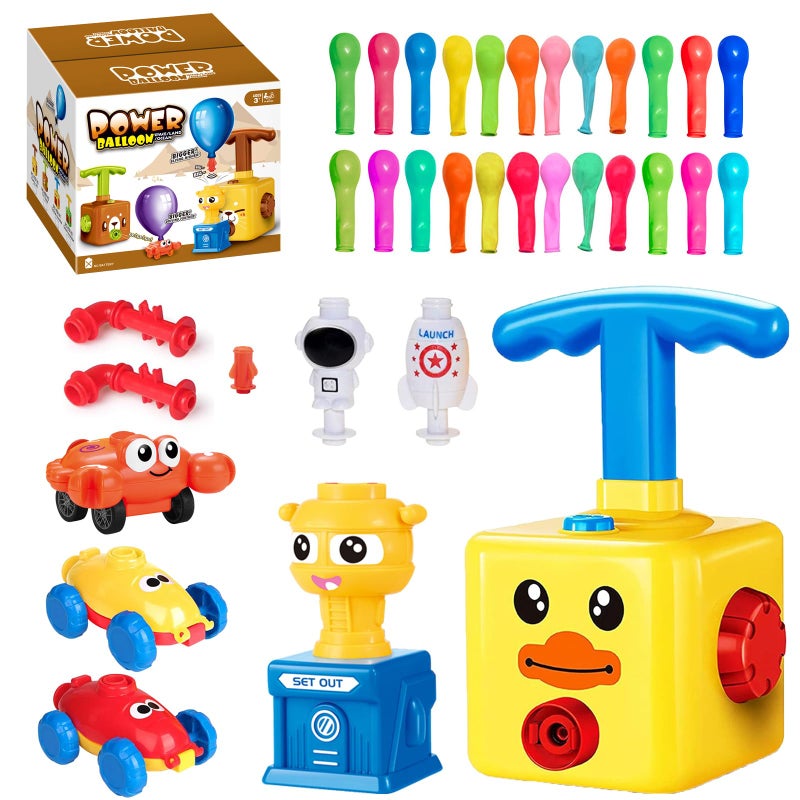 WISHDIAM Balloon Launcher Toy Set Balloon Powered Cars Creative Inflatable Pump Racing Car Scientific Experiment Intelligence Education Preschool Childrens Toys Duck - Image 3