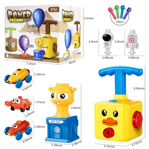 WISHDIAM Balloon Launcher Toy Set Balloon Powered Cars Creative Inflatable Pump Racing Car Scientific Experiment Intelligence Education Preschool Childrens Toys Duck - Image 5