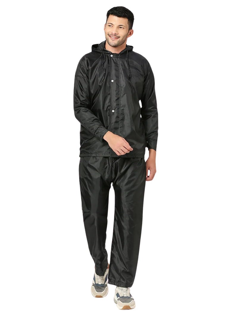 Lymio men raincoat || raincoat set for men || raincoat for men (Raincoat) (2XL, Black) - Image 4