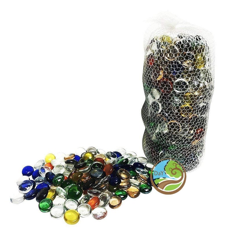 Firstly Glass Pebbles for Aquarium Decorative Vase Filler Garden Decor Decorative StonesPebbles 400g Multi
