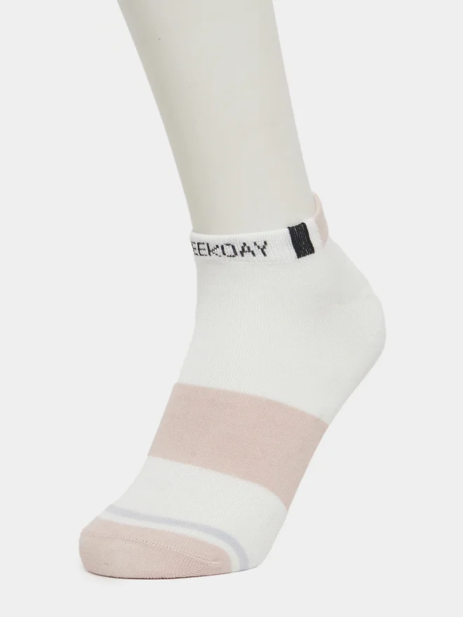 ستايلي Styli Pack of 5 - Striped Detail Ribbed Cuff Ankle Socks