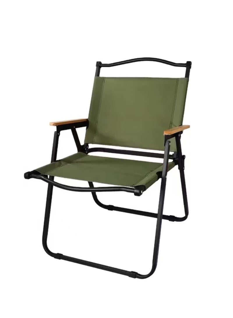 HaveDream Outdoor Folding Chair Aluminum Alloy Chair Portable Picnic Car Folding Chair (Large Black Tube Green Cloth)  - Image 1