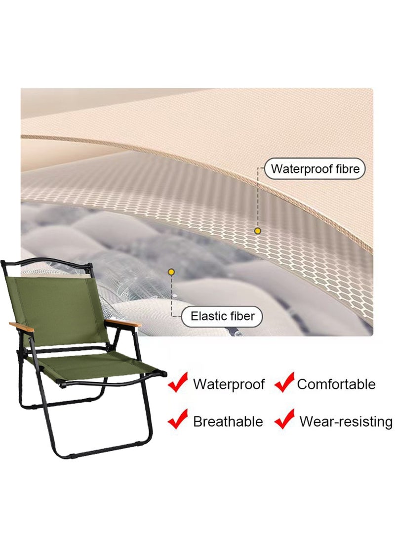 HaveDream Outdoor Folding Chair Aluminum Alloy Chair Portable Picnic Car Folding Chair (Large Black Tube Green Cloth)  - Image 3