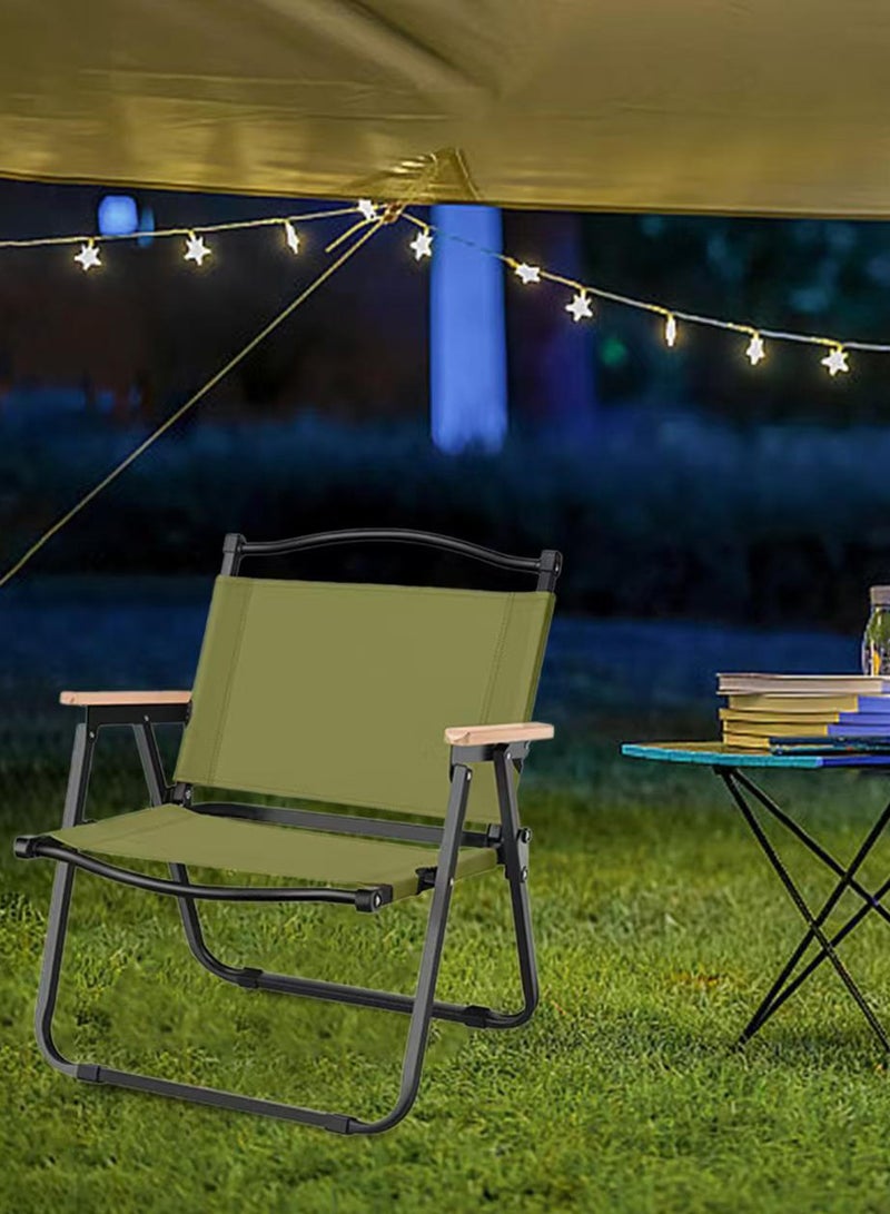 HaveDream Outdoor Folding Chair Aluminum Alloy Chair Portable Picnic Car Folding Chair (Large Black Tube Green Cloth)  - Image 4