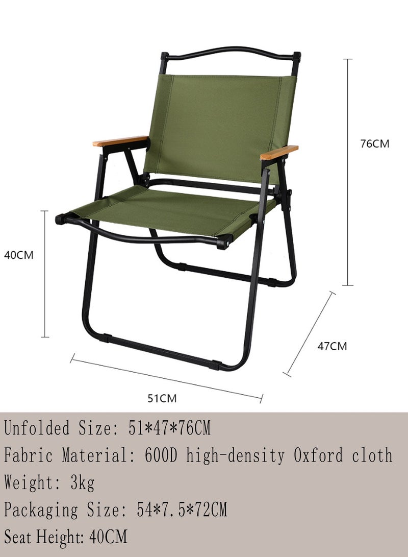 HaveDream Outdoor Folding Chair Aluminum Alloy Chair Portable Picnic Car Folding Chair (Large Black Tube Green Cloth)  - Image 2