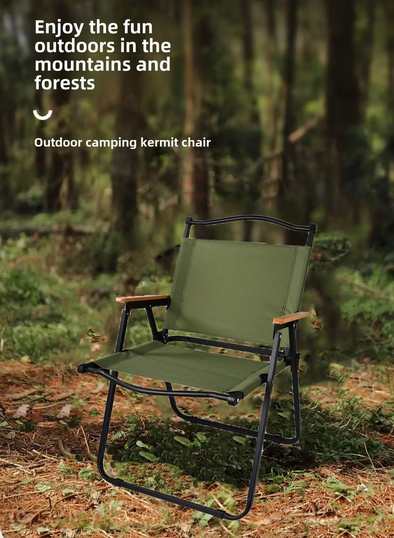 HaveDream Outdoor Folding Chair Aluminum Alloy Chair Portable Picnic Car Folding Chair (Large Black Tube Green Cloth)  - Image 5