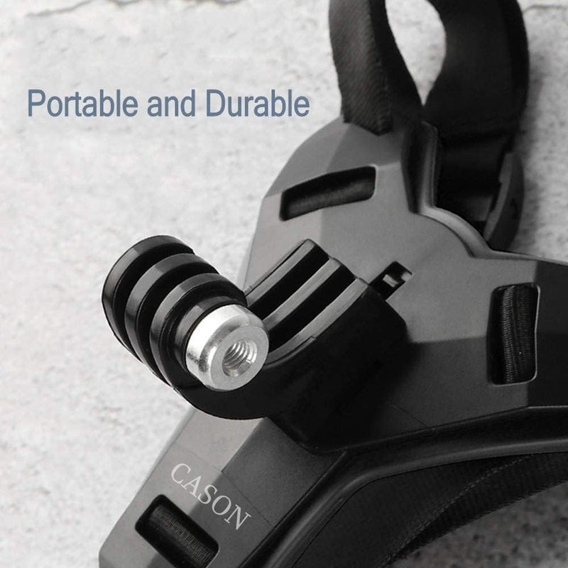 CASON حامل خوذة لكاميرا الحركة / حامل ذقن خوذة / حزام خوذة لكاميرا الحركة CN10 CS6، Go pro Hero 10/9/8/7/6، SJCAM، Yi، DJI Osmo Action وغيرها (أسود) - Image 3