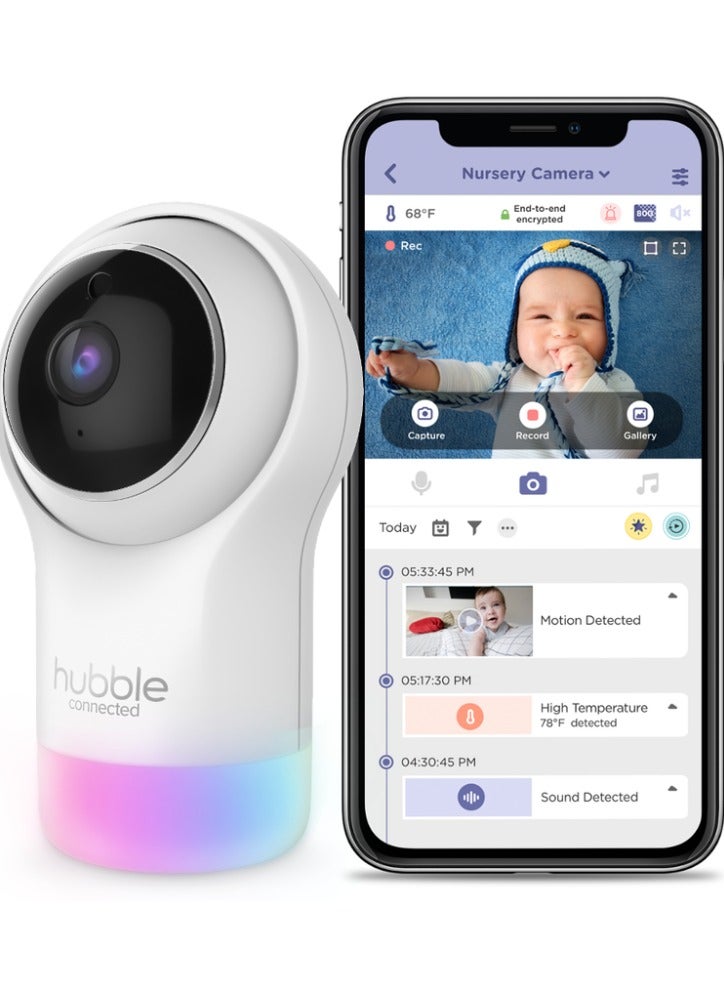 Hubble Connected Nursery Pal Glow – Smart Wi-Fi Baby Monitor with HD Camera, 5" Parent Unit, Two-Way Talk, Night Light, Sleep Trainer & Temperature Monitoring - Image 1