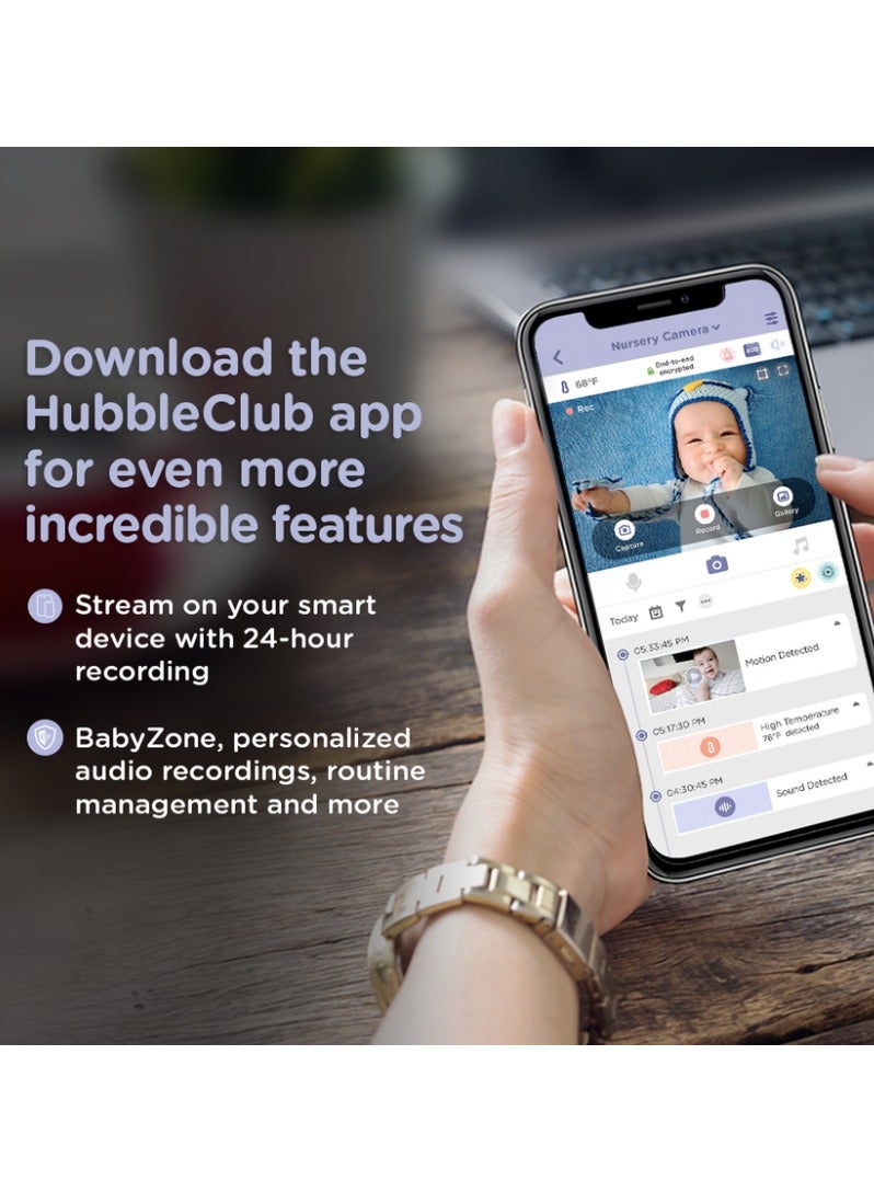 Hubble Connected Nursery Pal Glow – Smart Wi-Fi Baby Monitor with HD Camera, 5" Parent Unit, Two-Way Talk, Night Light, Sleep Trainer & Temperature Monitoring - Image 5